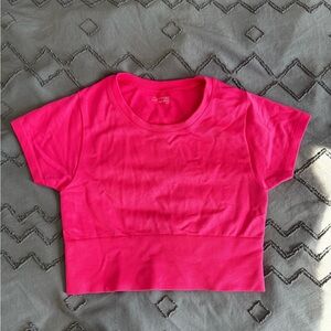 Aerie Hot Pink Seamless Crop Top | Stretchy Active / Lounge Tank | Size Small